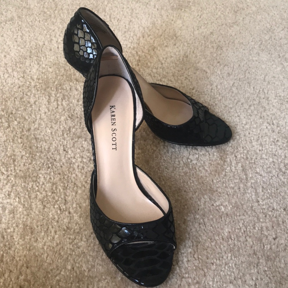 Black snakeskin heels